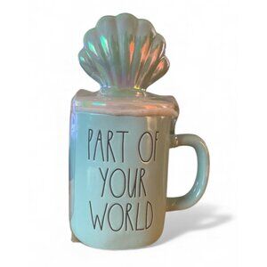 Rae Dunn Disney Princess Little Mermaid Mug With Iridescent Shell Topper NEW